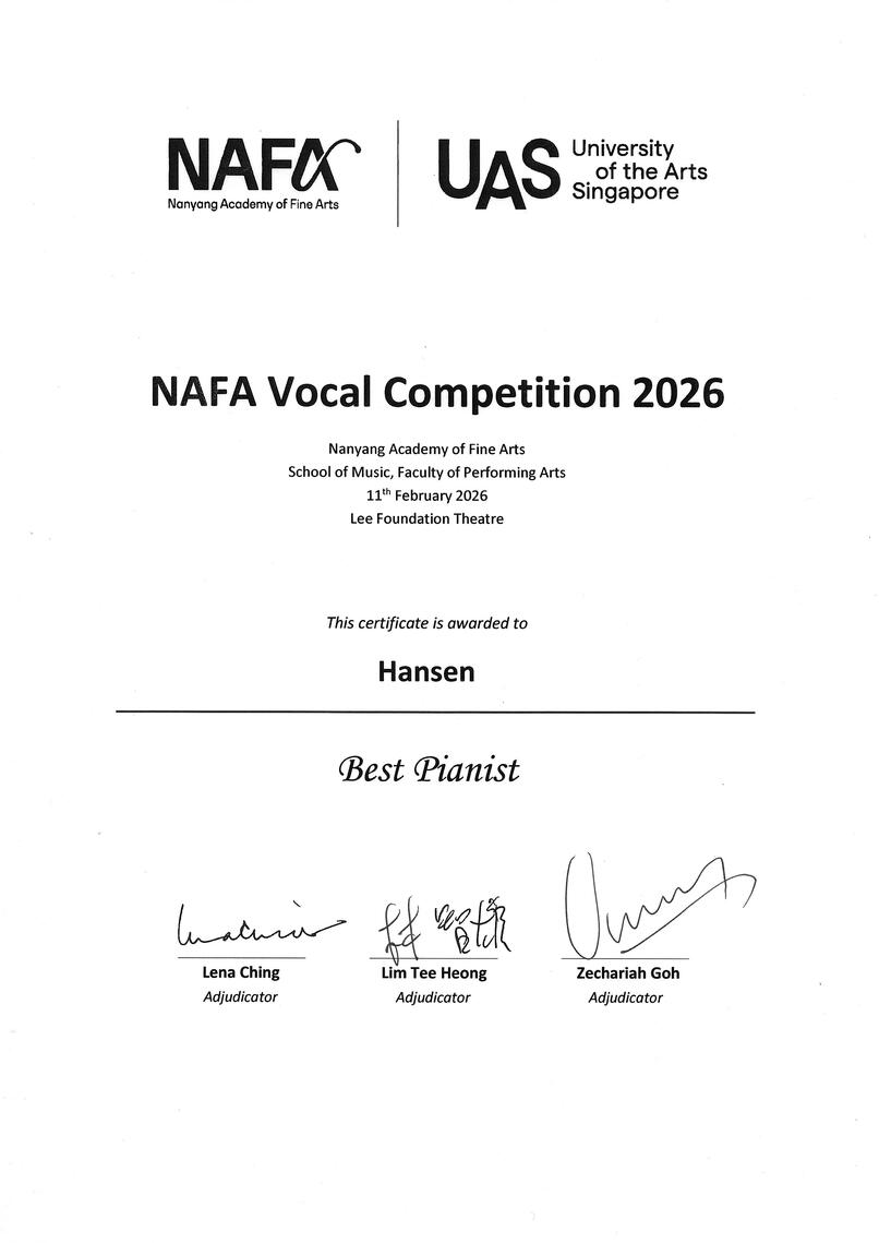 Best Pianist for NAFA Vocal Competition 2026
